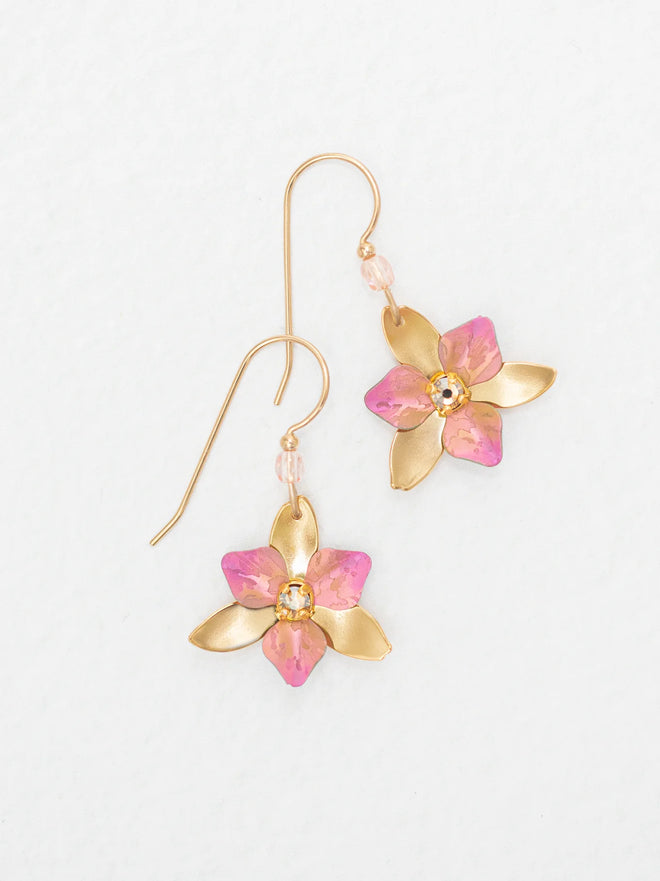 Pink Flower Drop Earrings