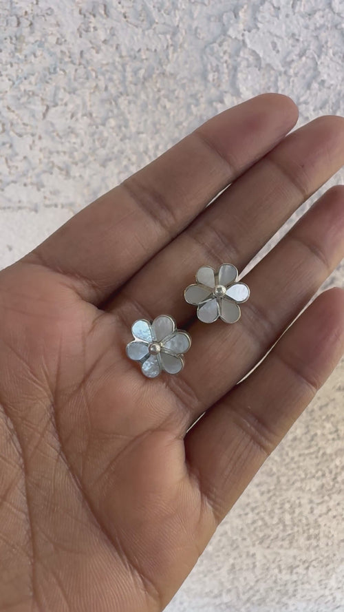 Mother of Pearl Flower post earrings