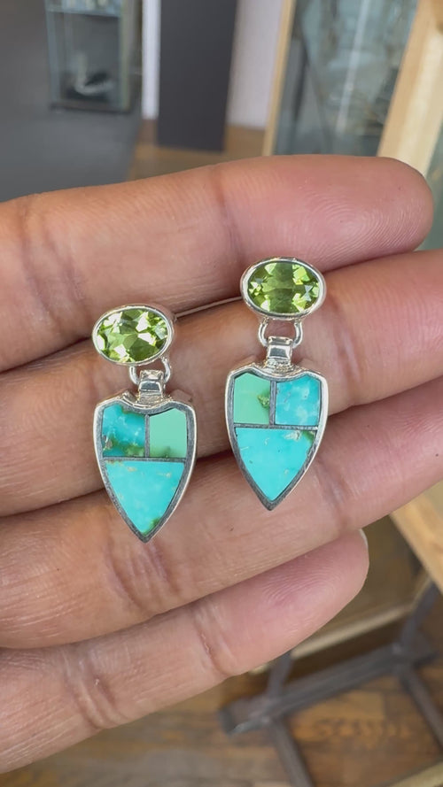 Sonoran Gold Turquoise & Peridot - Navajo Stone Inlaid