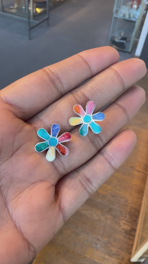 Colorful Flower Post Earrings