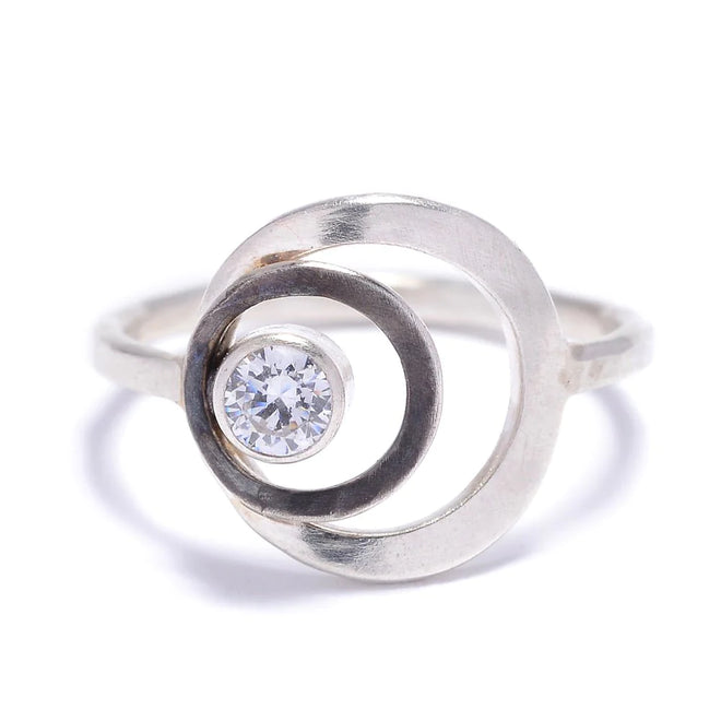 Double Circle with 4mm CZ Ring